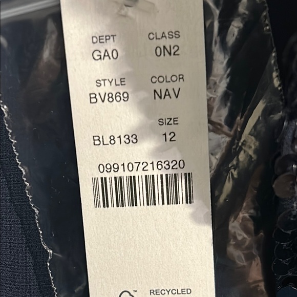 J. Crew Collection NWT Navy Blue Sequin Long Sleeve Blouse - Picture 3 of 6